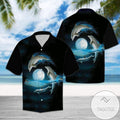 Moonlit Serenade Dolphins Glide on Night's Canvas Hawaiian Shirt