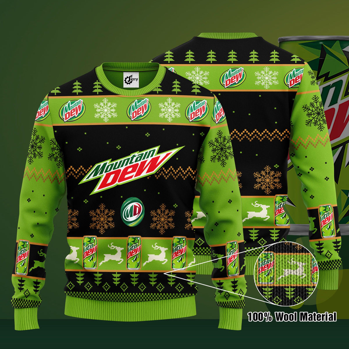 Mountain Dew 3D Print Ugly Christmas Sweater, Hoodie, Zip Hoodie, Bomber Jacket