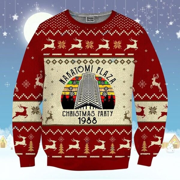 Nakatomi Plaza Die Hard Ugly Christmas Sweater