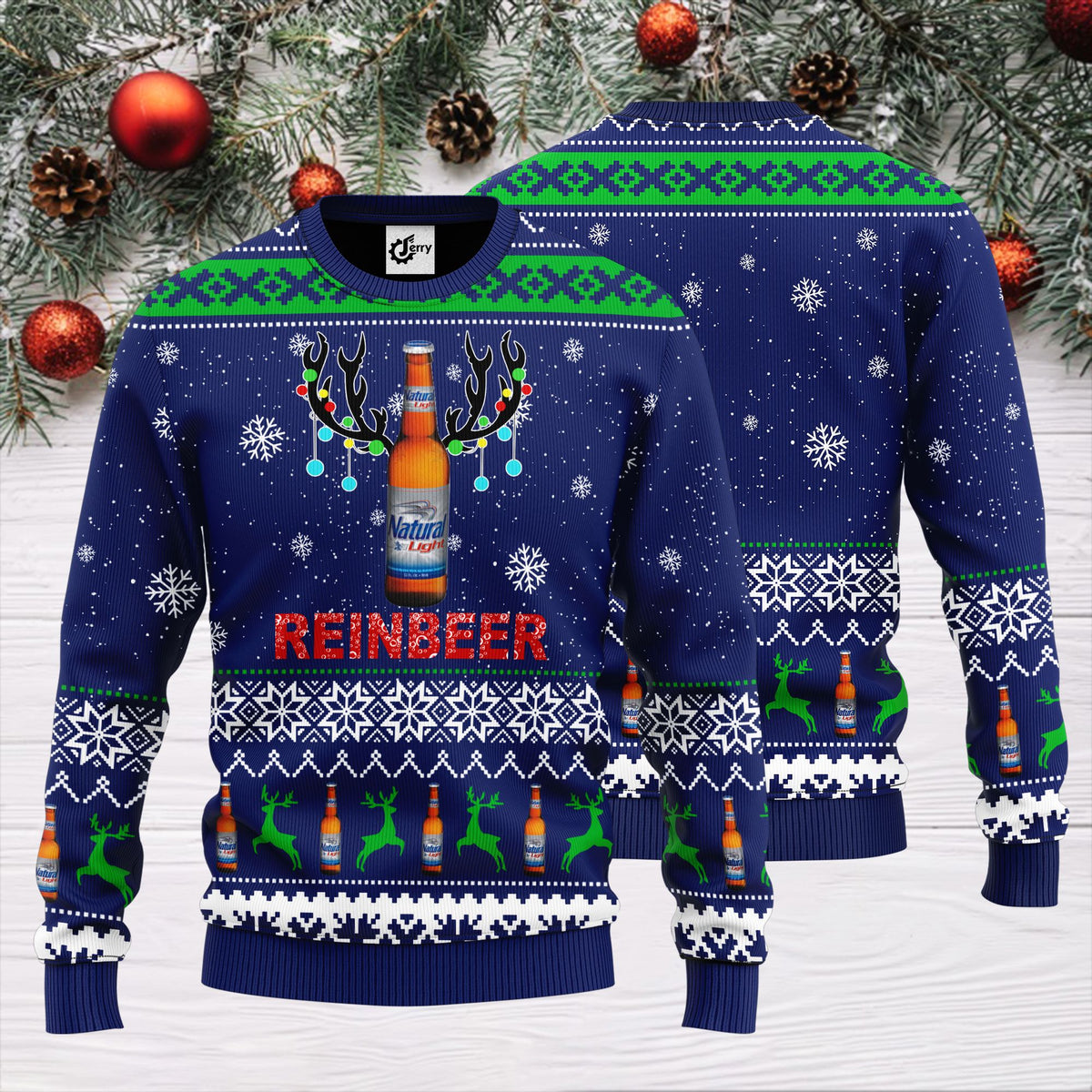 Natural Light Reinbeer Ugly Christmas Sweater