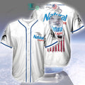 BEST Natural Light Skull United States Flag white Baseball Jersey