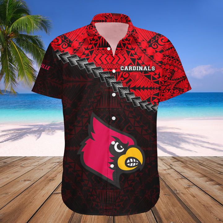 Ncaa Louisville Cardinals Red Black Trendy Hawaiian Shirt V2 Aloha Shirt