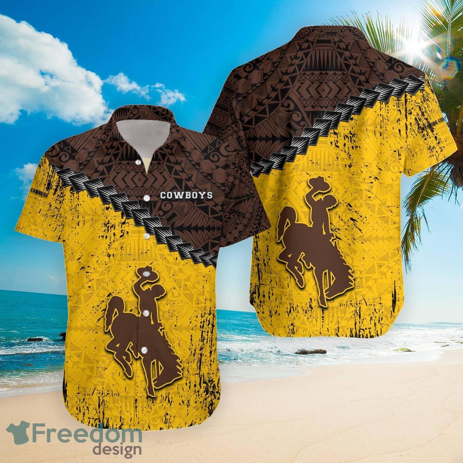 Ncaa Wyoming Cowboys Grunge Polynesian Tattoo Trendy Hawaiian Shirt Aloha Shirt