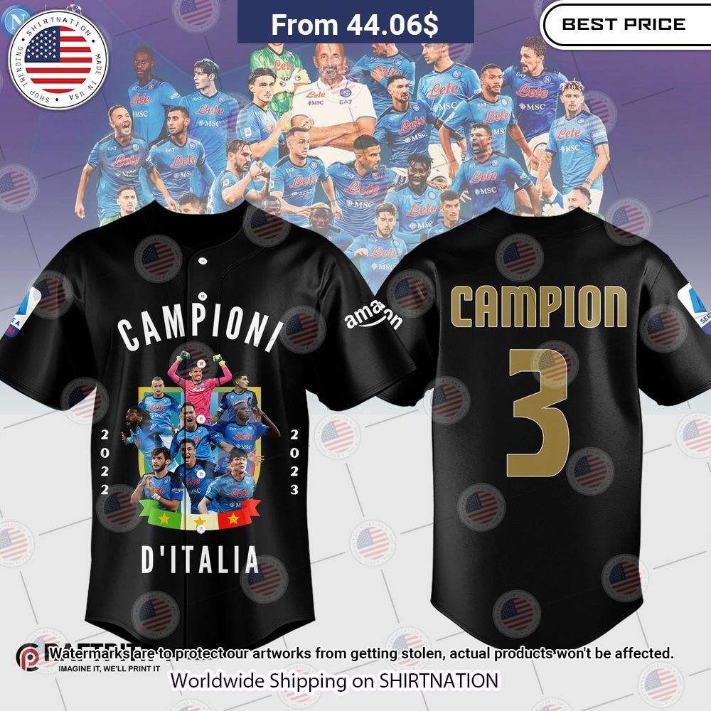 NEW SSC Napoli Campione D'italia 2023 Baseball Jerseys