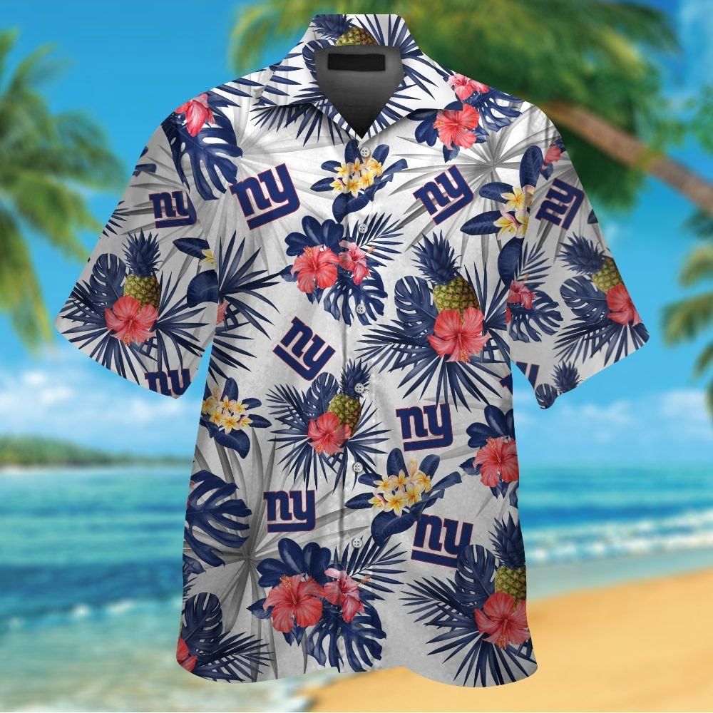 New York Giants Short Sleeve Button Up Tropical Hawaiian Shirt VER010
