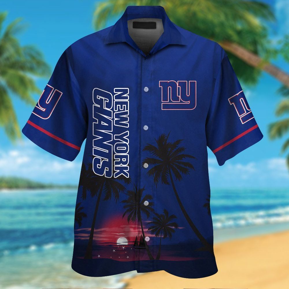 New York Giants Short Sleeve Button Up Tropical Hawaiian Shirt VER019