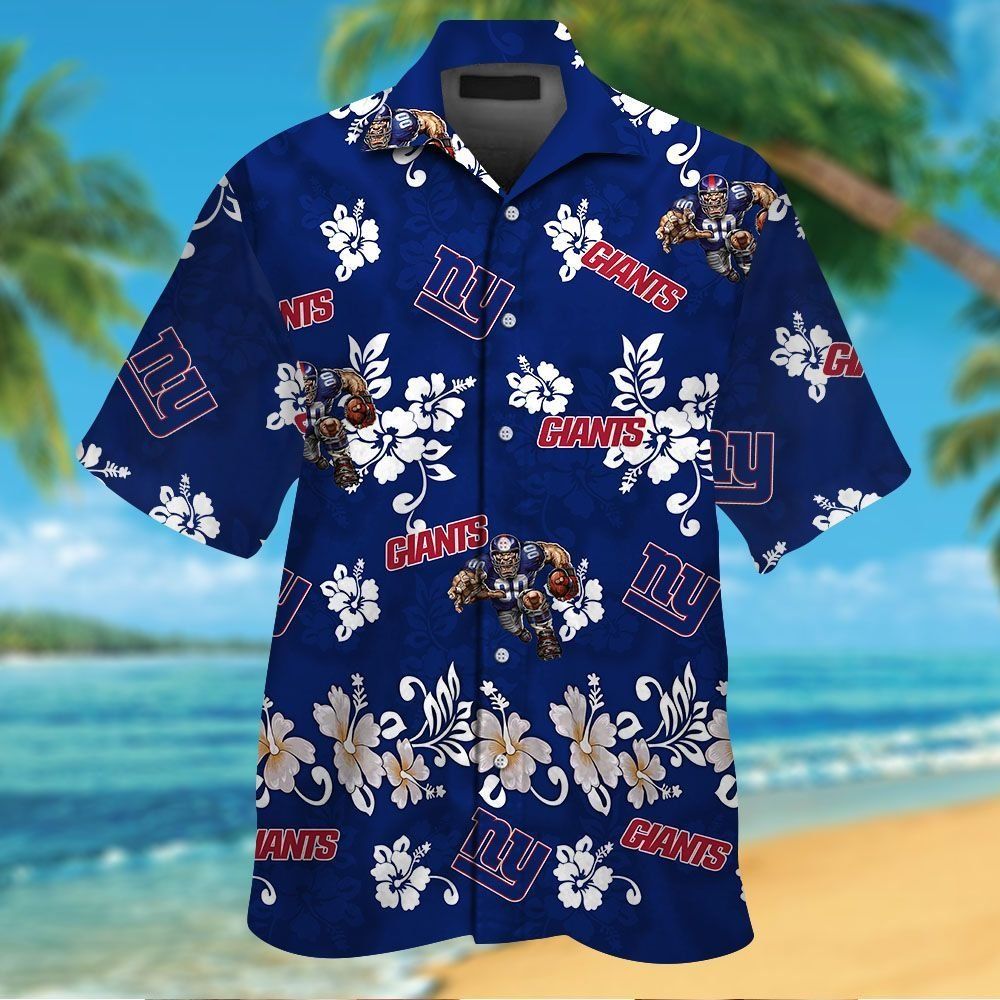 New York Giants Short Sleeve Button Up Tropical Hawaiian Shirt VER027