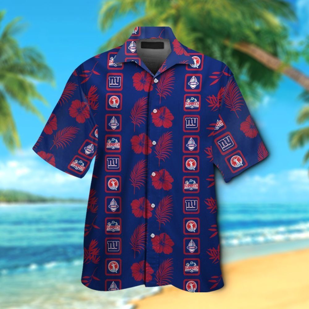 New York Giants Short Sleeve Button Up Tropical Hawaiian Shirt VER06