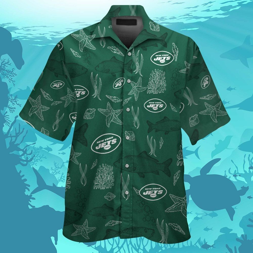 New York Jets Short Sleeve Button Up Tropical Hawaiian Shirt VER011