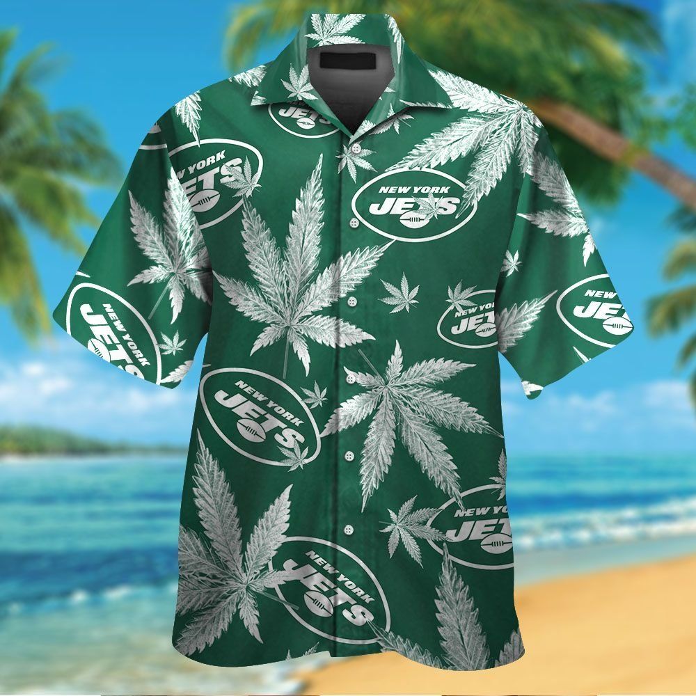 New York Jets Short Sleeve Button Up Tropical Hawaiian Shirt VER014