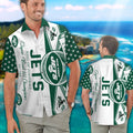 New York Jets Short Sleeve Button Up Tropical Hawaiian Shirt VER016