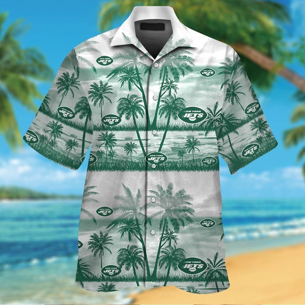 New York Jets Short Sleeve Button Up Tropical Hawaiian Shirt VER03