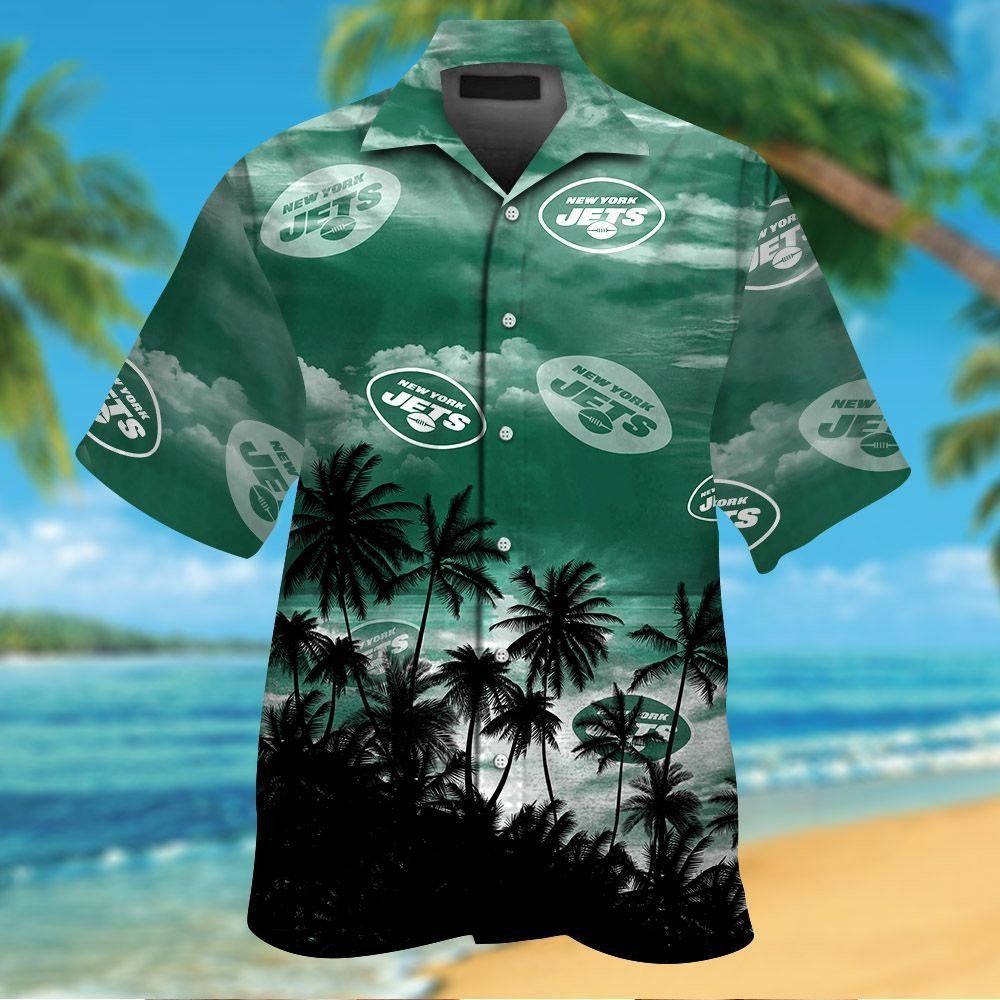 New York Jets Short Sleeve Button Up Tropical Hawaiian Shirt VER07