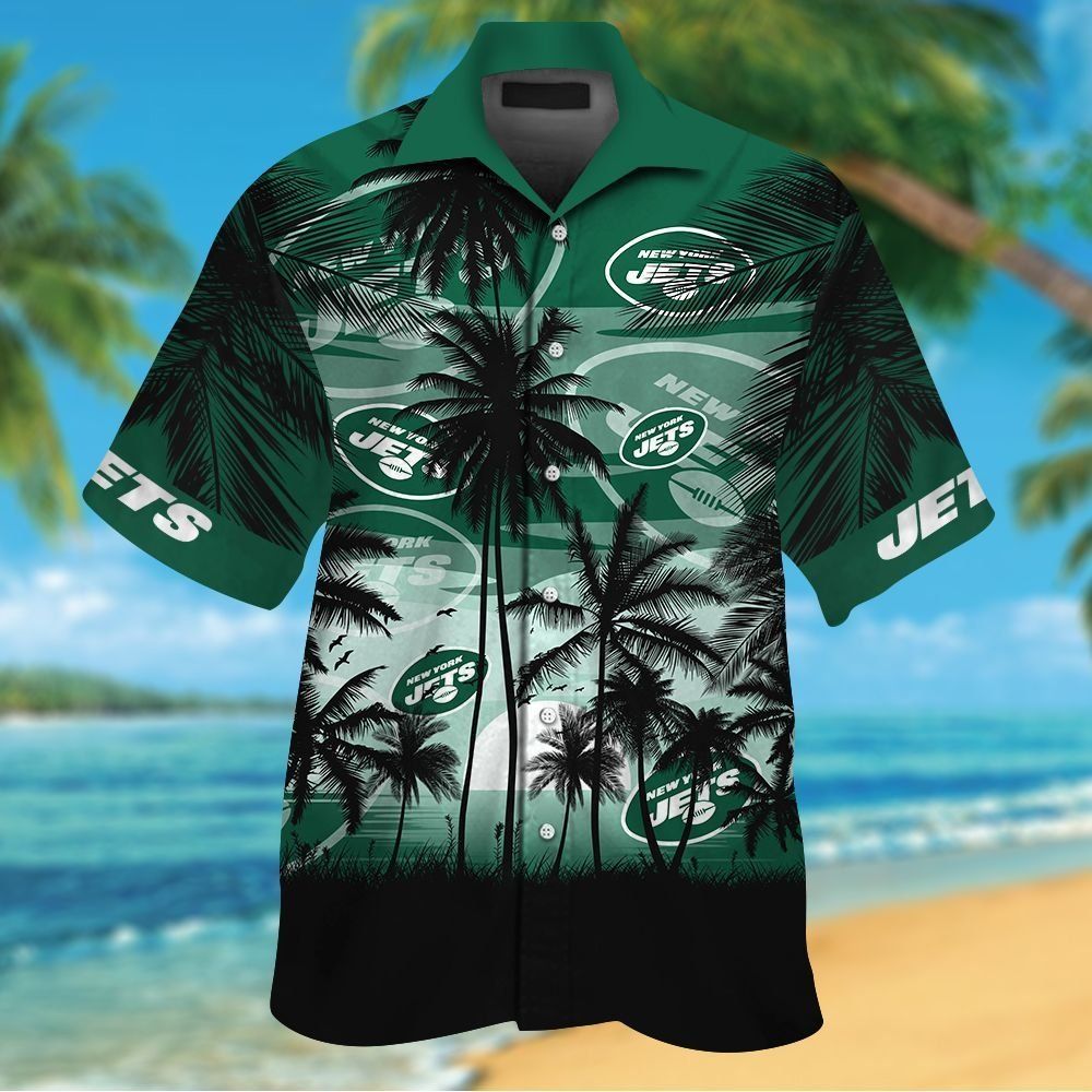 New York Jets Short Sleeve Button Up Tropical Shirt Hawaiian Shirt