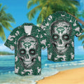 New York Jets Sugarskull Short Sleeve Button Up Tropical Hawaiian Shirt