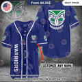 New Zealand Warriors Custom Name Baseball Jersey