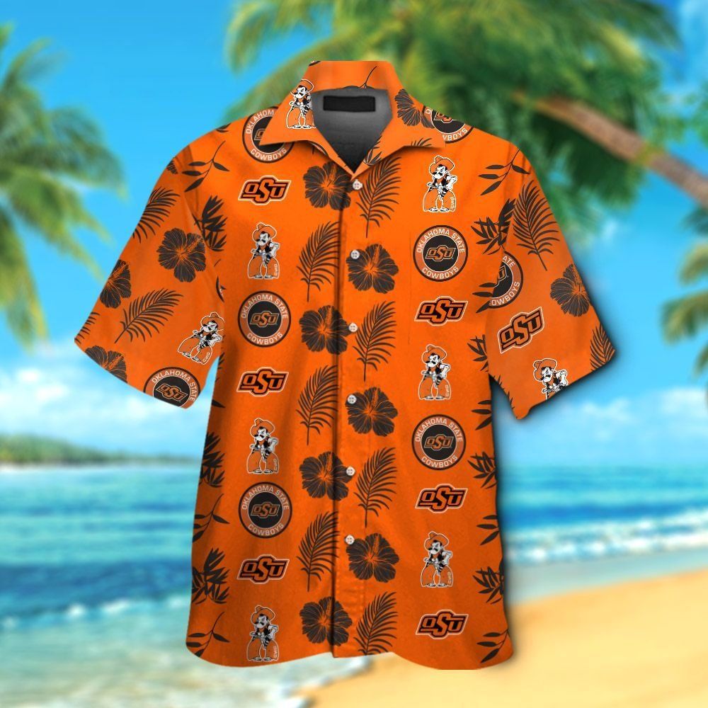 Oklahoma State Cowboys Short Sleeve Button Up Tropical Hawaiian Shirt VER01