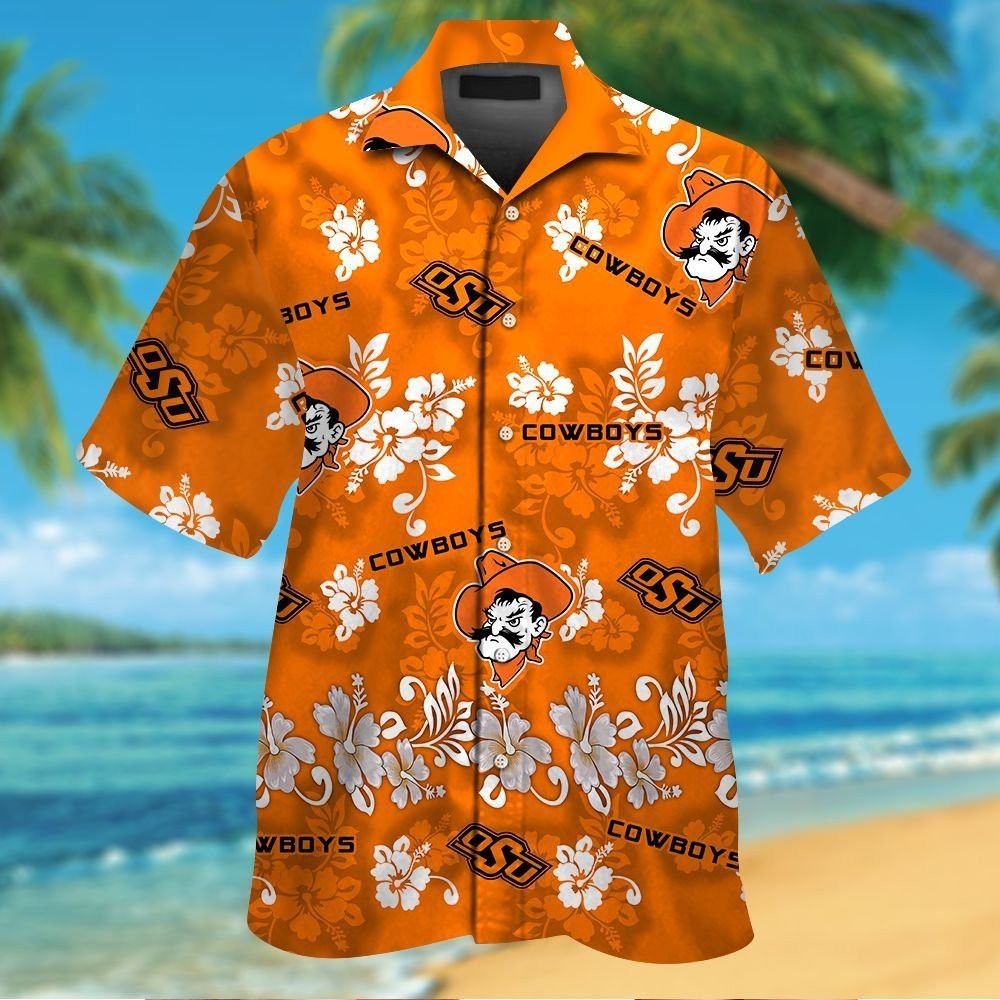 Oklahoma State Cowboys Short Sleeve Button Up Tropical Hawaiian Shirt VER010
