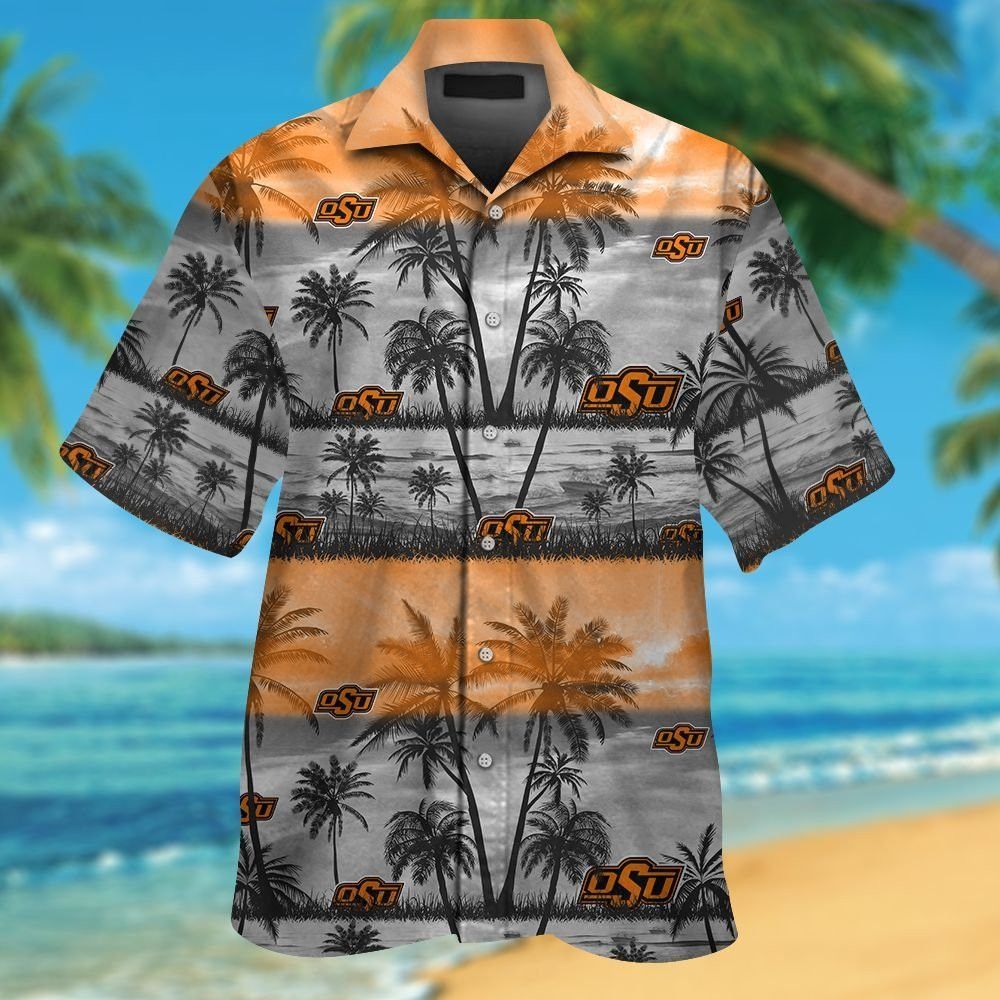 Oklahoma State Cowboys Short Sleeve Button Up Tropical Hawaiian Shirt VER011