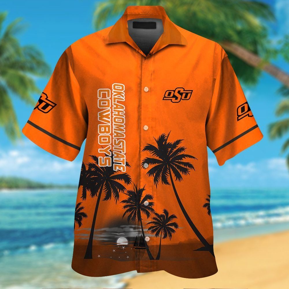 Oklahoma State Cowboys Short Sleeve Button Up Tropical Hawaiian Shirt VER015