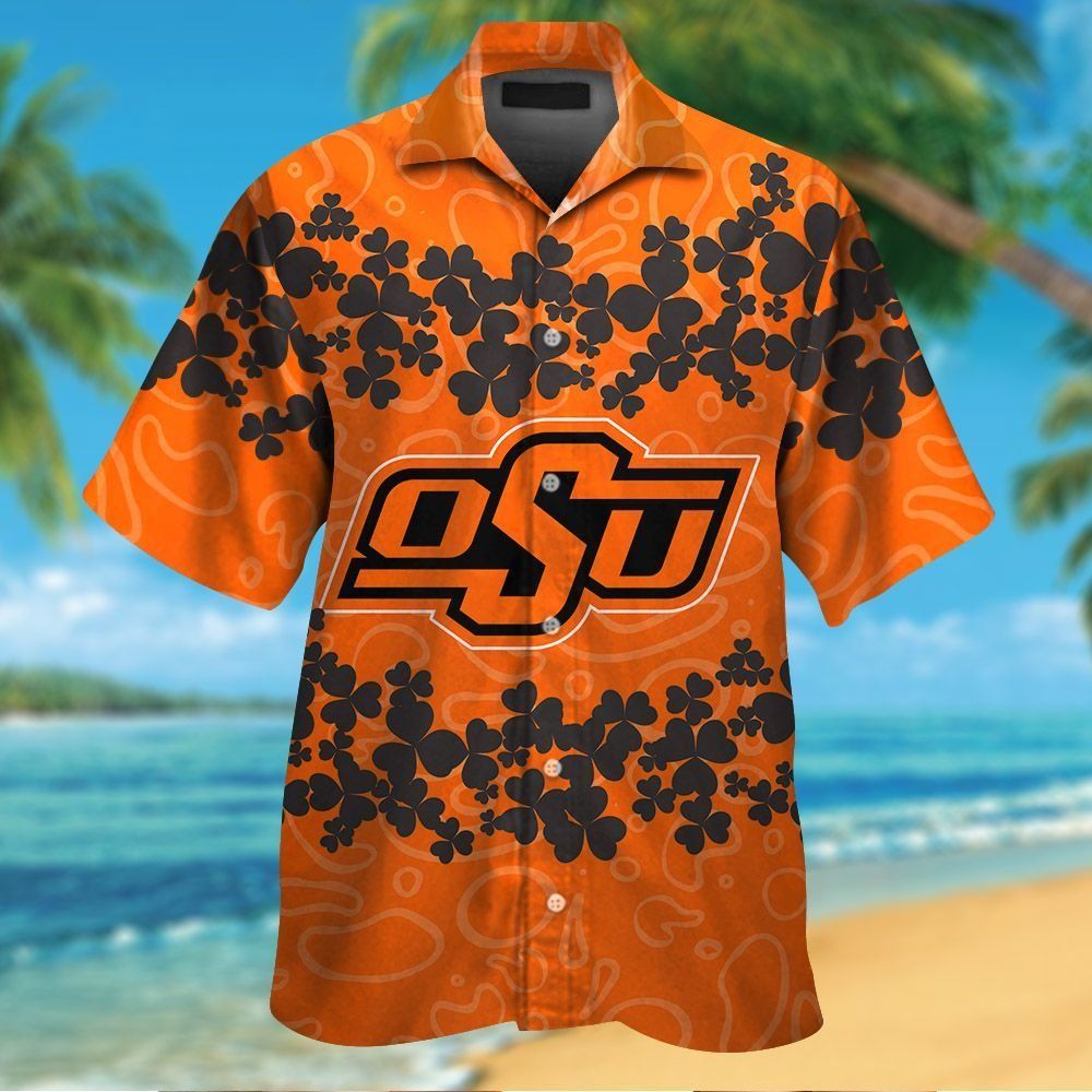Oklahoma State Cowboys Short Sleeve Button Up Tropical Hawaiian Shirt VER016