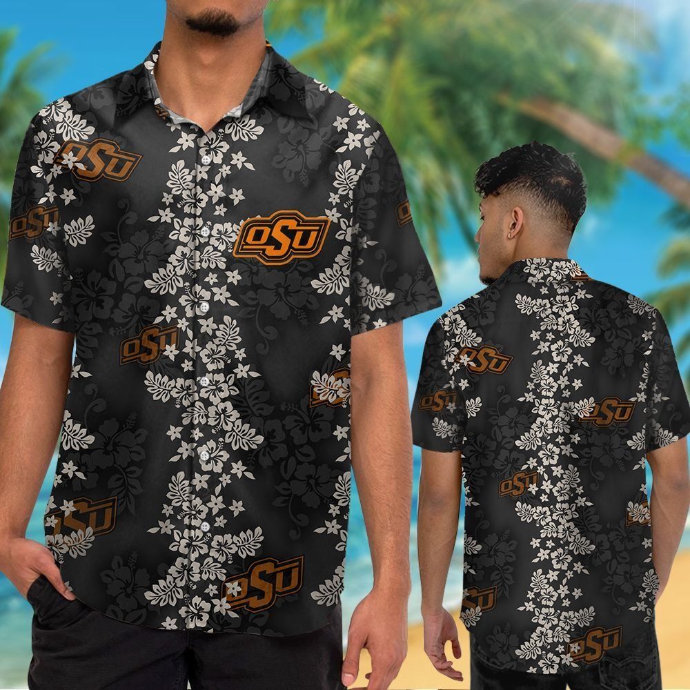 Oklahoma State Cowboys Short Sleeve Button Up Tropical Hawaiian Shirt VER020
