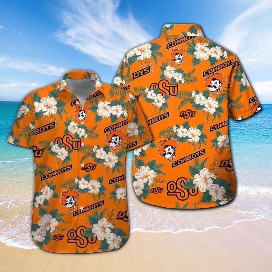 Oklahoma State Cowboys Short Sleeve Button Up Tropical Hawaiian Shirt VER021