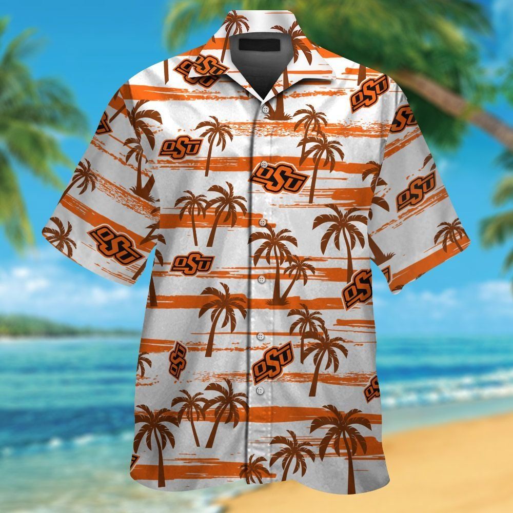Oklahoma State Cowboys Short Sleeve Button Up Tropical Hawaiian Shirt VER022