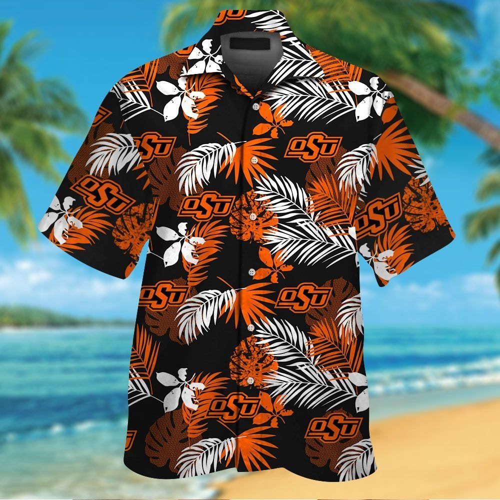 Oklahoma State Cowboys Short Sleeve Button Up Tropical Hawaiian Shirt VER023