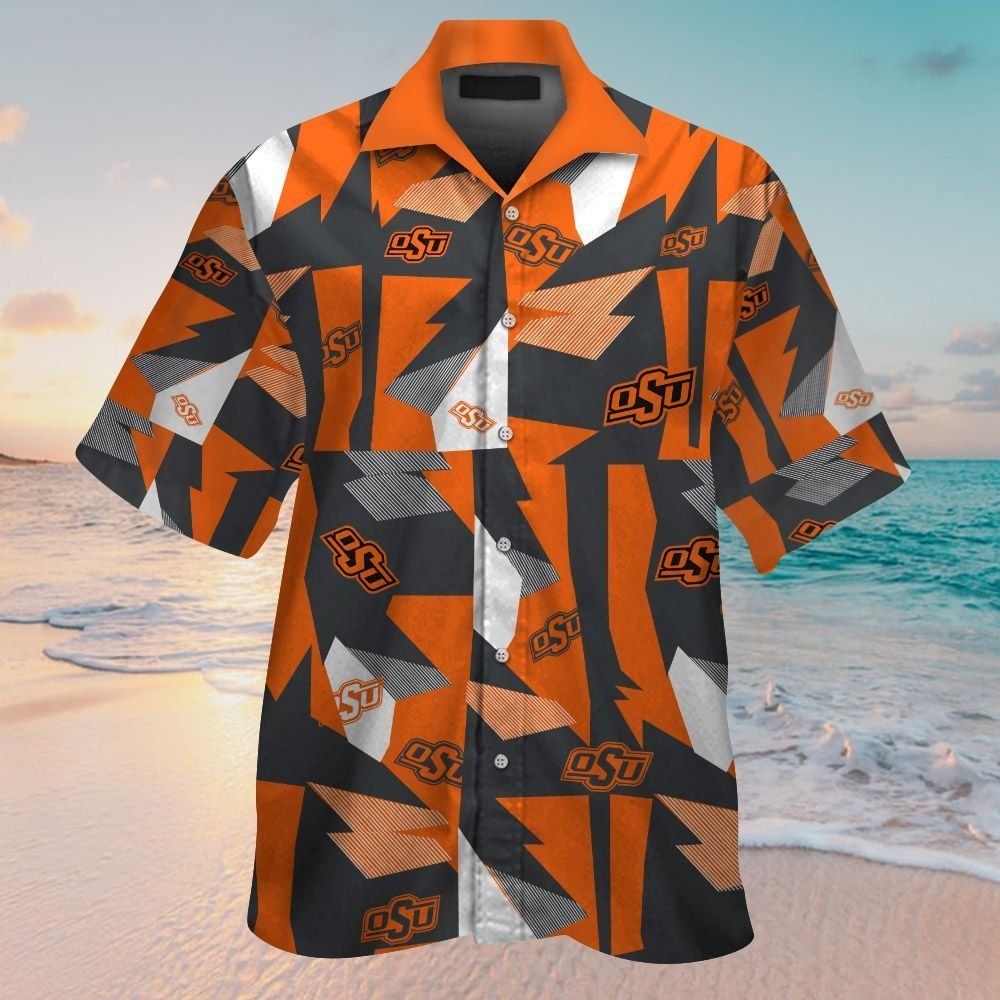 Oklahoma State Cowboys Short Sleeve Button Up Tropical Hawaiian Shirt VER025