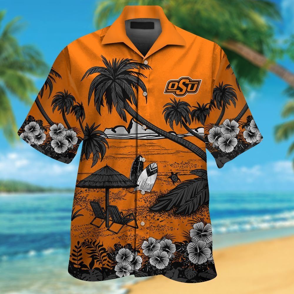 Oklahoma State Cowboys Short Sleeve Button Up Tropical Hawaiian Shirt VER027