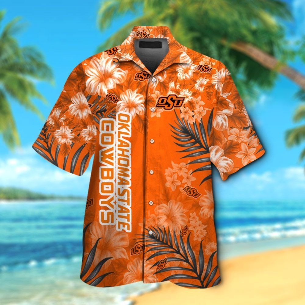 Oklahoma State Cowboys Short Sleeve Button Up Tropical Hawaiian Shirt VER07