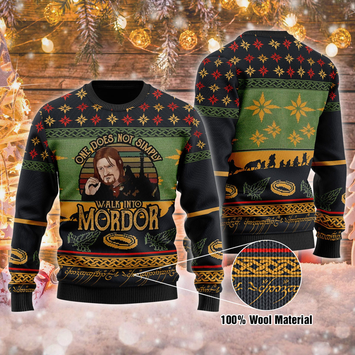 One Does Not Simply Walking Into Mordor Purple Knitted Ugly Christmas Sweater
