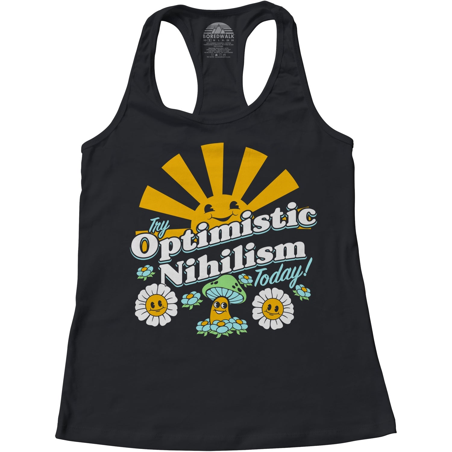 Women's Try Optimistic Nihilism Today Racerback Tank Top