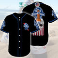 BEST Pabst Blue Ribbon Skull United States Flag black Baseball Jersey