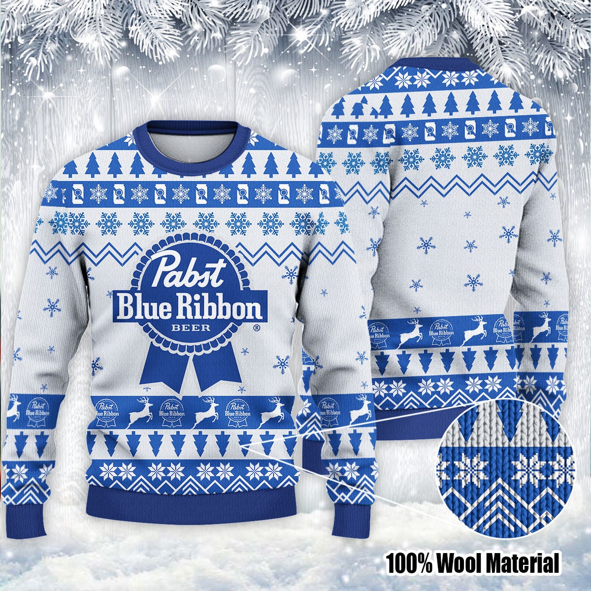 Pabst Blue Ribbon Ugly Christmas Sweater
