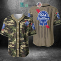 BEST Pabst Blue Ribbon United States Flag green camo Baseball Jersey