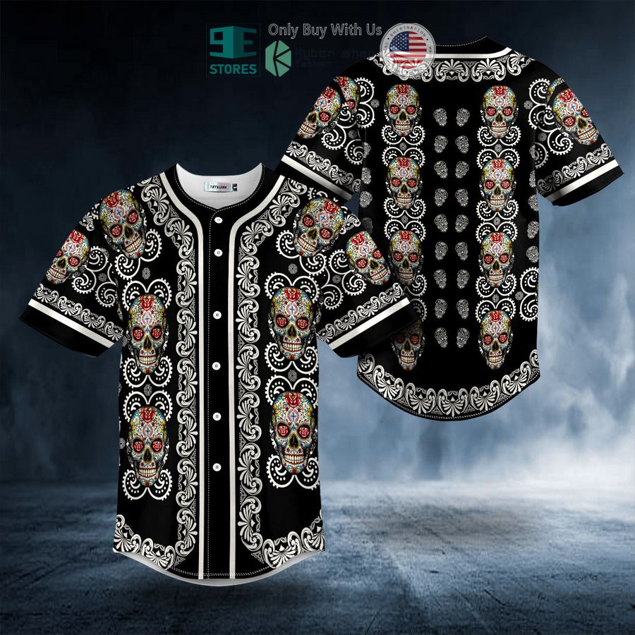 BEST Paisley Pattern Of Colored Sugar Skull Baseball Shirt
