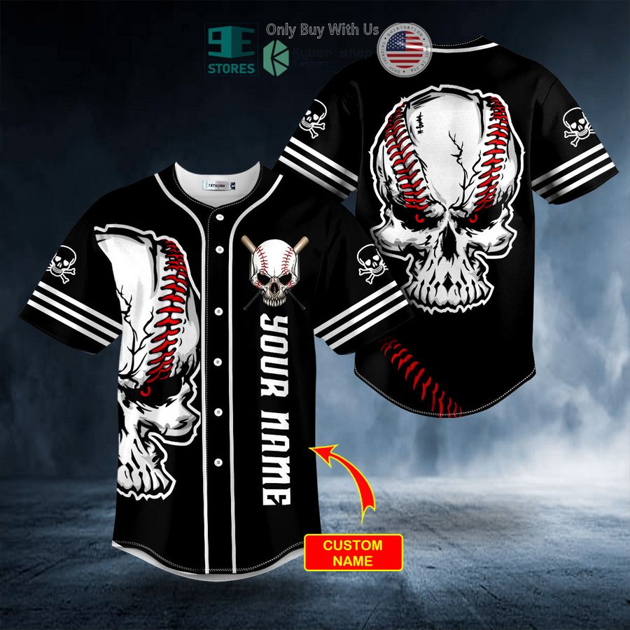 BEST Personalized Black Pitch A Ball Skull Custom Baseball Shirt
