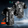 BEST Personalized Black White Ray Bones Sword Skull Custom Baseball Shirt