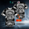 BEST Personalized Black White Wolf N Native Skull Custom Baseball Jersey