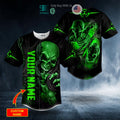 BEST Personalized Blood Drip Skeleton Green Skull Custom Baseball Jersey