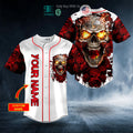 BEST Personalized Blood Rose Fire Skull Custom Baseball Shirt