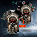 BEST Personalized Brocade Native Skull pattern Custom Baseball Jersey