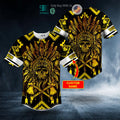 BEST Personalized Native Skull Brocade Pattern Yellow black Custom Baseball Jersey