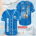 HOT Bud Light Beer United States Flag Custom Name Baseball Jersey Shirt