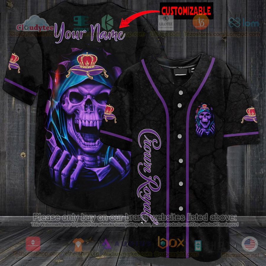 HOT Crown Royal Grim Reaper purple Custom Name Baseball Jersey Shirt