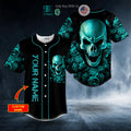 BEST Personalized Dark Aquamarine Color Roses Sugar Skull Custom Baseball Shirt