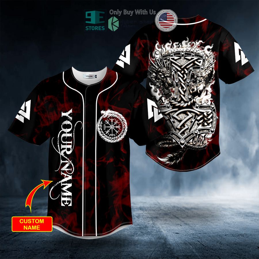 BEST Personalized Dragon Sword Thor Hammer Viking Custom Baseball Jersey