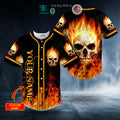 BEST Personalized Giant Fire Skull Custom Baseball Shirt